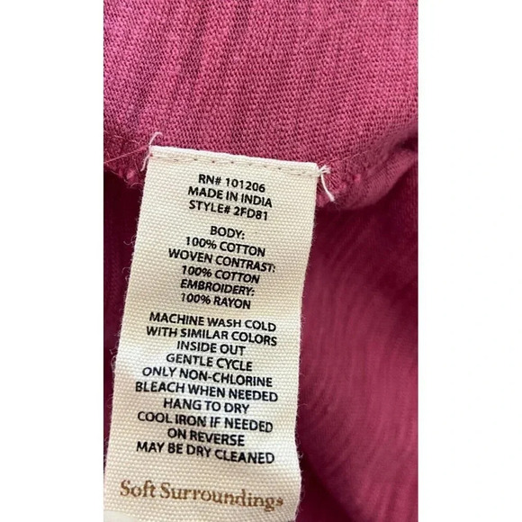 Soft Surroundings Dress Purple Embroidery Pockets Medium M - Picture 5 of 5